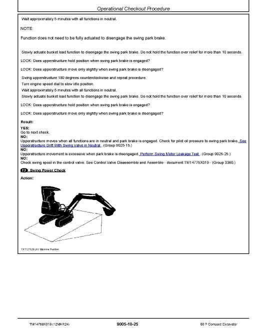 John Deere 60P (SN from J_ 00001) Compact Excavators Operation and Test Manual (TM14769X019)