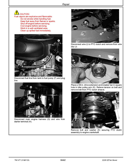 John Deere Z225 EZTrak Zero-Turn Mowers (North America) Technical Manual (tm1477) John Deere Z225 EZTrak Zero-Turn Mowers (North America) Technical Manual (tm1477)