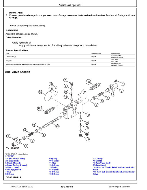 John Deere 26P (SN from K_ 00001) Compact Excavators Repair Manual (TM14771X019)