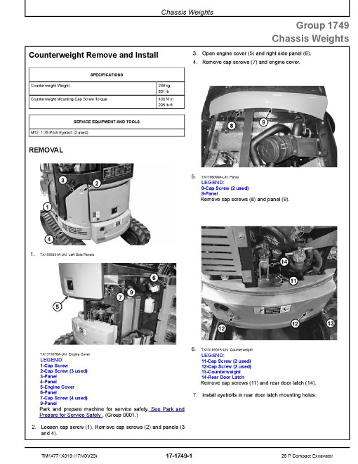 John Deere 26P (SN from K_ 00001) Compact Excavators Repair Manual (TM14771X019)