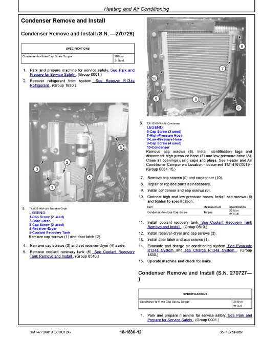 John Deere 35P (SN from K_ 00001) Compact Excavators Repair Manual (TM14773X019)