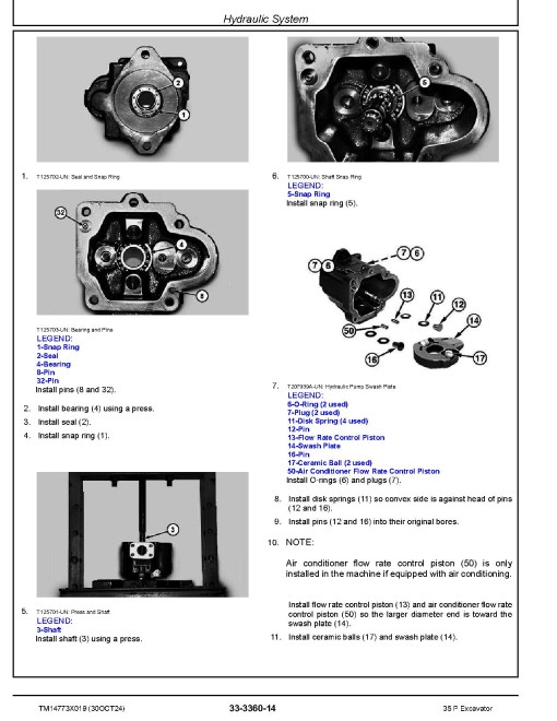 John Deere 35P (SN from K_ 00001) Compact Excavators Repair Manual (TM14773X019)