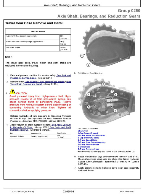 John Deere 50P (SN from H_ 00001) Compact Excavators Repair Manual (TM14774X019)