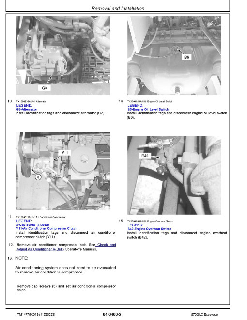 John Deere 870GLC (SN from D000001) Crawler Excavators Repair Manual (TM14779X019)