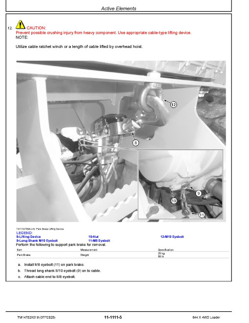 John Deere 644X (SN: 15418-18489) 4WD Wheeled Loaders Repair Manual (TM14782X019)