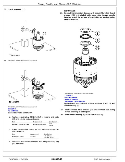 John Deere 310P (SN from F_ 00004) Backhoe Loaders Repair Manual (TM14788X019)