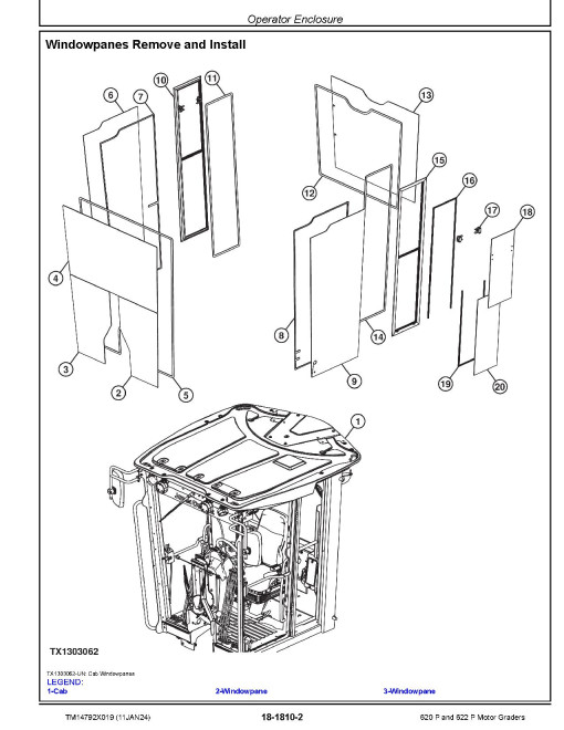 John Deere 620 P and 622 P Motor Graders (SN. from C_ 00001, D_ 00001) Repair Manual (TM14792X019)