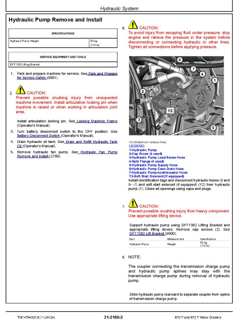 John Deere 670 P and 672 P Motor Graders (SN. from C_ 00001, D_ 00001) Repair Manual (TM14794X019)