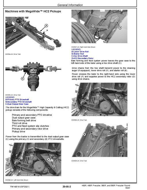 John Deere 460R, 460R Precutter, 560R and 560R Precutter Round Balers (North American Edition) Technical Manual (TM148019) John Deere 460R, 460R Precutter, 560R and 560R Precutter Round Balers (North American Edition) Technical Manual (TM148019)