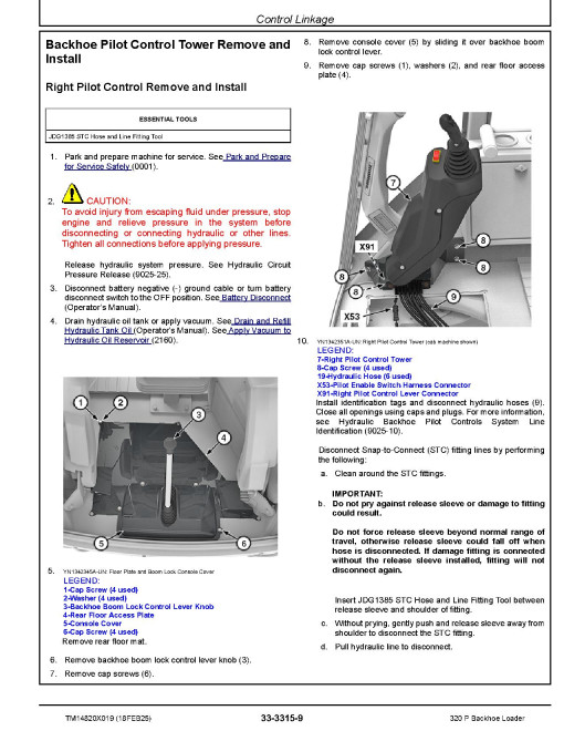 John Deere 320P (SN from FA00001) Backhoe Loaders Repair Manual (TM14820X019)