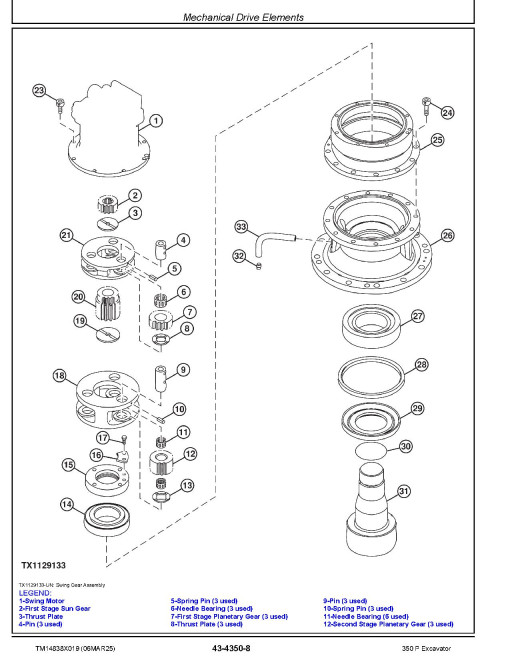 John Deere 350 P (SN. from C000001, D000001) Crawler Excavators Repair Manual (TM14838X019)
