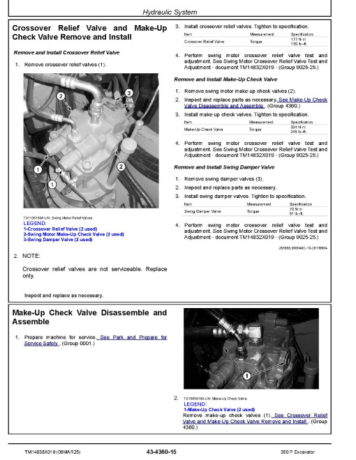 John Deere 350 P (SN. from C000001, D000001) Crawler Excavators Repair Manual (TM14838X019)