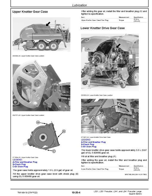 John Deere L331, L331 Precutter, L341 and L341 Precutter Large Square Balers Technical Manual (TM148419) John Deere L331, L331 Precutter, L341 and L341 Precutter Large Square Balers Technical Manual (TM148419)
