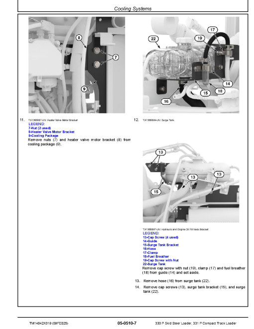 John Deere 331P Compact Track Loaders and 330P Skid Steer Loaders (SN. from F_ 01130) Repair Manual (TM14842X019)