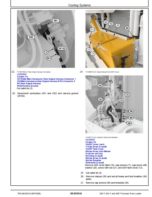 John Deere 333P, 335P Compact Track Loaders and 334P Skid Steer Loaders Repair Manual (TM14843X019)