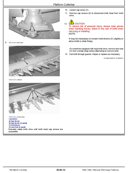 John Deere 725D, 730D, 735D and 740D Draper Platforms Repair Manual (TM148919) John Deere 725D, 730D, 735D and 740D Draper Platforms Repair Manual (TM148919)