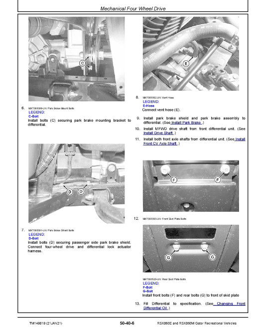 John Deere RSX860E and RSX860M Gator Recreational Vehicles (SN. from 010001) Technical Manual (TM149819) John Deere RSX860E and RSX860M Gator Recreational Vehicles (SN. from 010001) Technical Manual (TM149819)