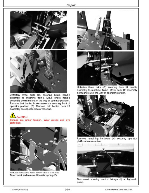 John Deere Z445 and Z465 EZTrak (SN: -100000) Zero-Turn Mowers Technical Manual (TM1499) John Deere Z445 and Z465 EZTrak (SN: -100000) Zero-Turn Mowers Technical Manual (TM1499)