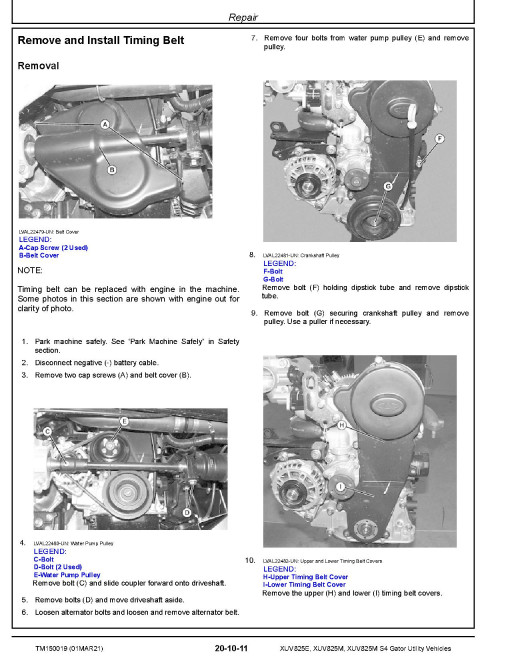 John Deere XUV825E, XUV825M and XUV825M S4 Gator Utility Vehicles (SN: 010001-040000) Technical Manual (TM150019) John Deere XUV825E, XUV825M and XUV825M S4 Gator Utility Vehicles (SN: 010001-040000) Technical Manual (TM150019)