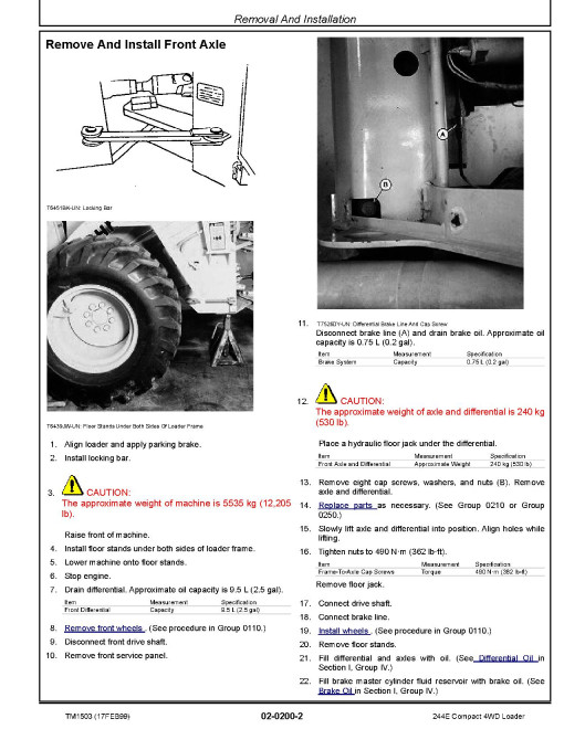 John Deere 244E Compact 4WD Loaders Repair Manual (TM1503) John Deere 244E Compact 4WD Loaders Repair Manual (TM1503)