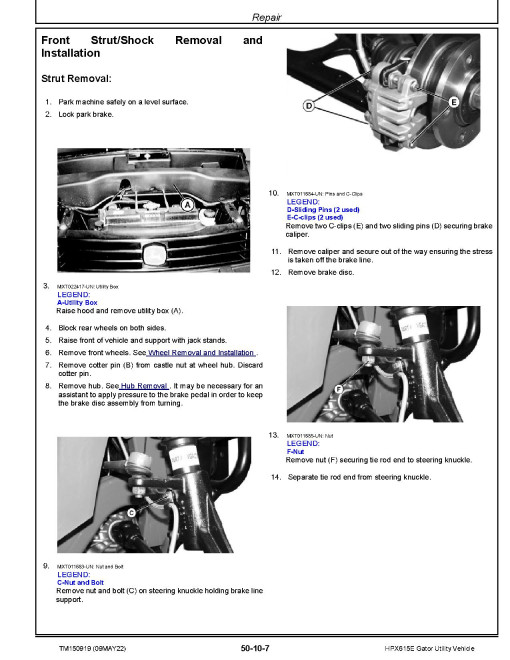 John Deere HPX615E (SN. from 010001) Gator Utility Vehicles Technical Manual (TM150919) John Deere HPX615E (SN. from 010001) Gator Utility Vehicles Technical Manual (TM150919)