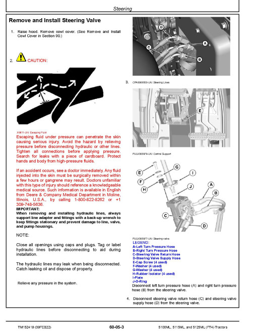 John Deere 5100ML, 5115ML and 5125ML FT4 Tractors (North American Edition) Repair Manual (TM152419) John Deere 5100ML, 5115ML and 5125ML FT4 Tractors (North American Edition) Repair Manual (TM152419)
