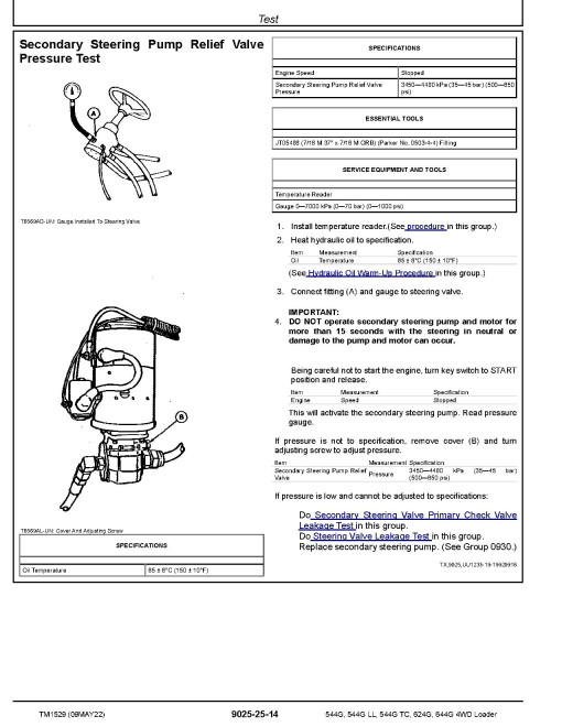 John Deere 544G, 624G, 644G 4WD Loaders, 544G LL Log Loaders and 544G TC Tool Cariers Operation and Test Manual (TM1529) John Deere 544G, 624G, 644G 4WD Loaders, 544G LL Log Loaders and 544G TC Tool Cariers Operation and Test Manual (TM1529)
