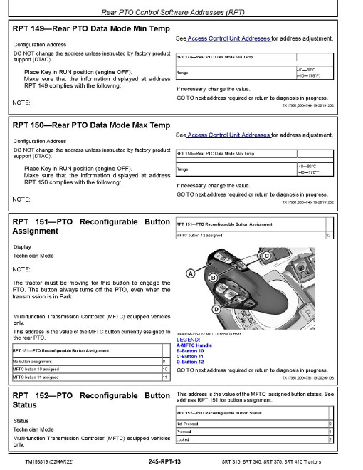 John Deere 8RT 310, 8RT 340, 8RT 370 and 8RT 410 Tracked Tractors (SN. from 924001) Diagnostic Manual (TM153819) John Deere 8RT 310, 8RT 340, 8RT 370 and 8RT 410 Tracked Tractors (SN. from 924001) Diagnostic Manual (TM153819)