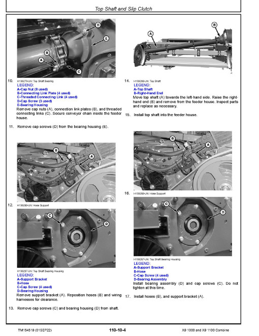 John Deere X9 1000 and X9 1100 (SN: 815001-835000) Combines Repair Manual (TM154519)