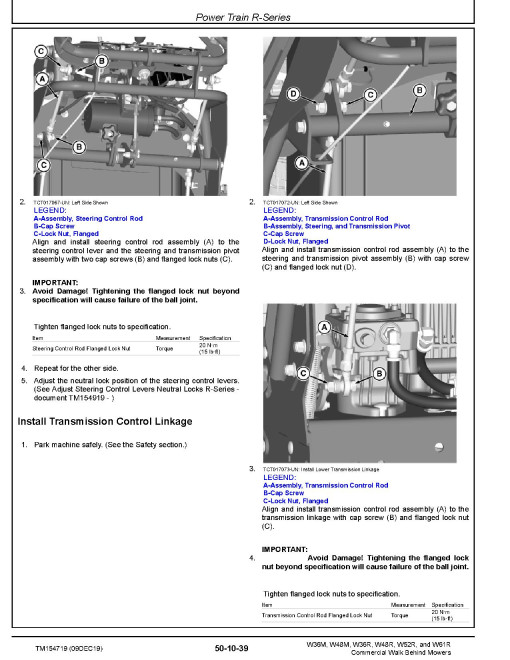 John Deere W36M, W36R, W48M, W48R, W52R and W61R Commercial Walk-Behind Mowers Technical Manual (TM154719) John Deere W36M, W36R, W48M, W48R, W52R and W61R Commercial Walk-Behind Mowers Technical Manual (TM154719)