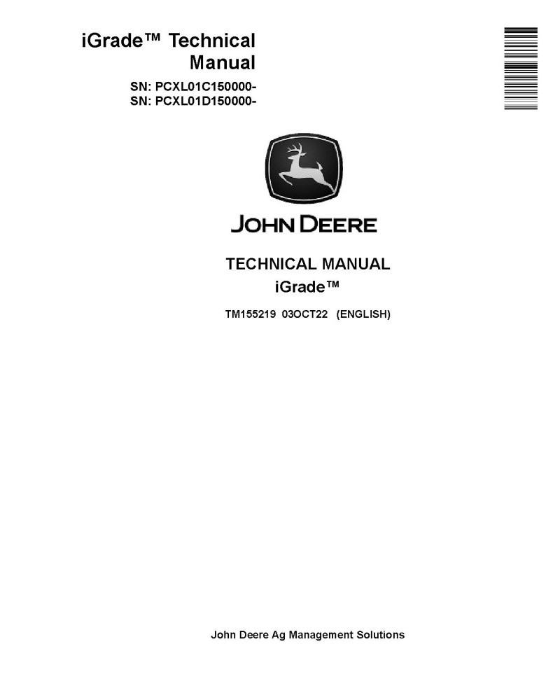 John Deere iGrade™ (PIN. from PCXL01C150000, PCXL01D150000) System Technical Manual (TM155219)