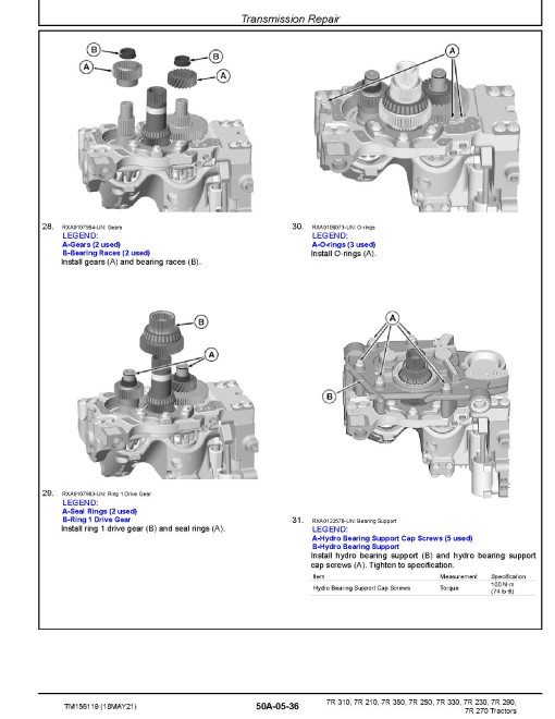 John Deere 7R 210, 7R 230, 7R 250, 7R 270, 7R 290, 7R 310, 7R 330 and 7R 350 Tractors Repair Manual (TM156119) John Deere 7R 210, 7R 230, 7R 250, 7R 270, 7R 290, 7R 310, 7R 330 and 7R 350 Tractors Repair Manual (TM156119)