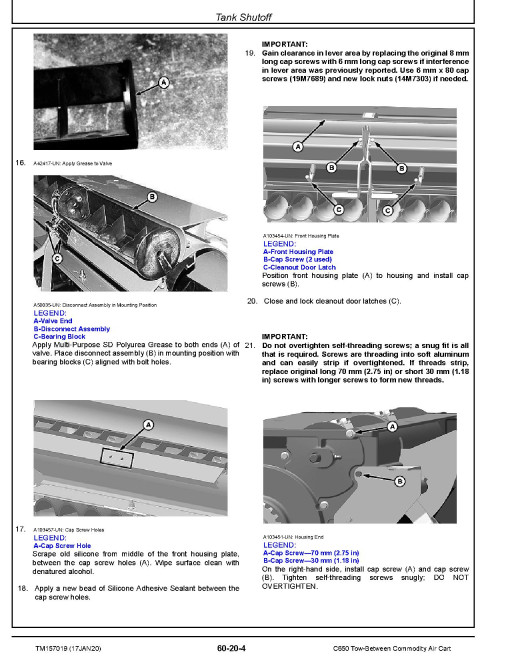 John Deere C650 Tow Between Commodity Air Carts Repair Manual (TM157019)