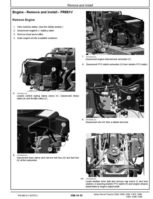 John Deere X330, X350, X354, X370, X380, X384, X390 and X394 Select Series Tractors Technical Manual (TM158319) John Deere X330, X350, X354, X370, X380, X384, X390 and X394 Select Series Tractors Technical Manual (TM158319)