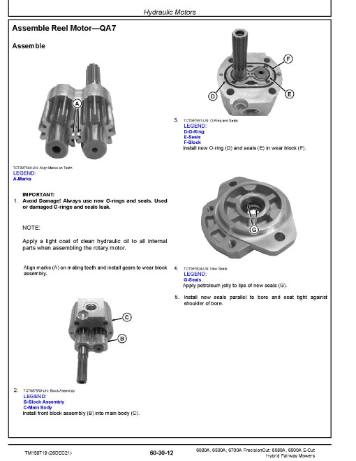 John Deere E-Cut Hybrid 6080A, 6500A, PrecisionCut 6080A, 6500A and 6700A Fairway Mowers Technical Manual (TM158719) John Deere E-Cut Hybrid 6080A, 6500A, PrecisionCut 6080A, 6500A and 6700A Fairway Mowers Technical Manual (TM158719)
