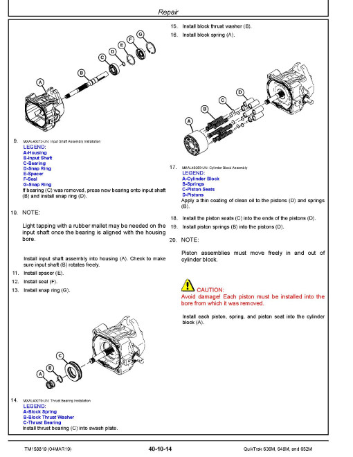 John Deere QuikTrak 636M, 648M and 652M Stand-On Mowers Technical Manual (TM158819) John Deere QuikTrak 636M, 648M and 652M Stand-On Mowers Technical Manual (TM158819)