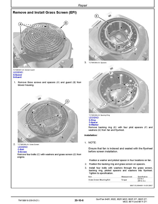 John Deere QuikTrak 648R, 652E, 652R (EFI, MOD) and 661R (EFI) Stand-On Mowers Technical Manual (TM158919) John Deere QuikTrak 648R, 652E, 652R (EFI, MOD) and 661R (EFI) Stand-On Mowers Technical Manual (TM158919)