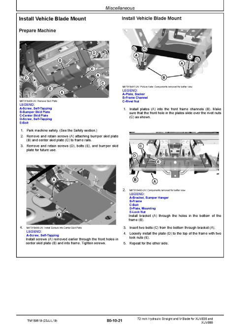John Deere 72 inch Hydraulic Straight and V-Blade Gator Attachments Technical Manual (TM159519) John Deere 72 inch Hydraulic Straight and V-Blade Gator Attachments Technical Manual (TM159519)
