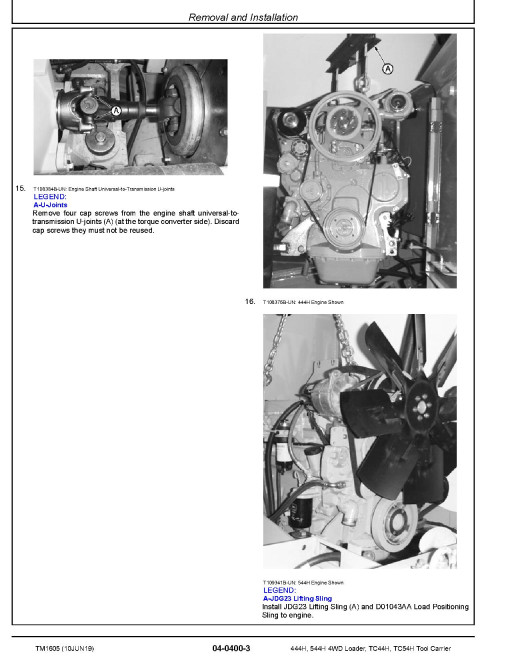John Deere 444H, 544H 4WD Loaders, TC44H and TC54H Tool Cariers Repair Manual (TM1605) John Deere 444H, 544H 4WD Loaders, TC44H and TC54H Tool Cariers Repair Manual (TM1605)