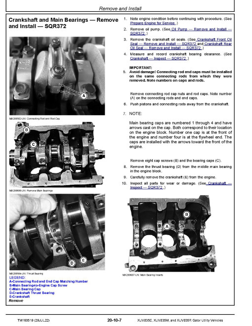 John Deere XUV835E, XUV835M and XUV835R Gator Utility Vehicles (SN. from 040001) Technical Manual (TM160519) John Deere XUV835E, XUV835M and XUV835R Gator Utility Vehicles (SN. from 040001) Technical Manual (TM160519)