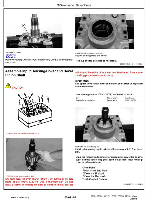 John Deere 670C, 670CH, 672CH, 770C, 770CH and 772CH Motor Graders Repair Manual (TM1607) John Deere 670C, 670CH, 672CH, 770C, 770CH and 772CH Motor Graders Repair Manual (TM1607)