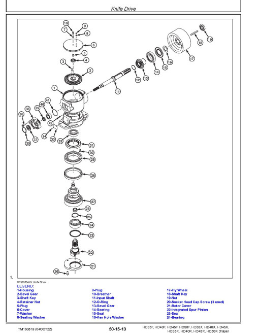 John Deere HD35F, HD35R, HD35X, HD40F, HD40R, HD40X, HD45F, HD45R, HD45X, HD50F and HD50R Draper Platform Repair Manual (TM160819) John Deere HD35F, HD35R, HD35X, HD40F, HD40R, HD40X, HD45F, HD45R, HD45X, HD50F and HD50R Draper Platform Repair Manual (TM160819)