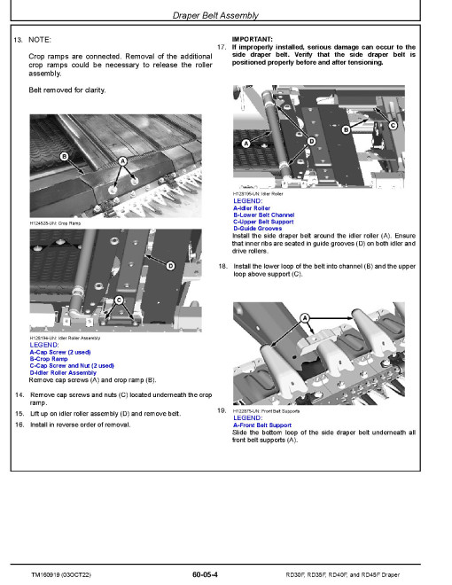 John Deere RD30F, RD35F, RD40F and RD45F Draper Repair Manual (TM160919) John Deere RD30F, RD35F, RD40F and RD45F Draper Repair Manual (TM160919)