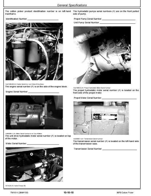 John Deere 9976 Cotton Pickers Repair Manual (TM1614) John Deere 9976 Cotton Pickers Repair Manual (TM1614)