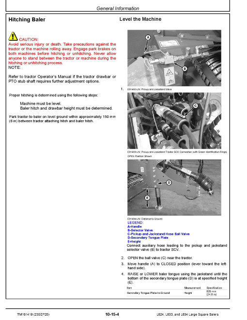 John Deere L624, L633 and L634 Large Square Balers Technical Manual (TM161419) John Deere L624, L633 and L634 Large Square Balers Technical Manual (TM161419)