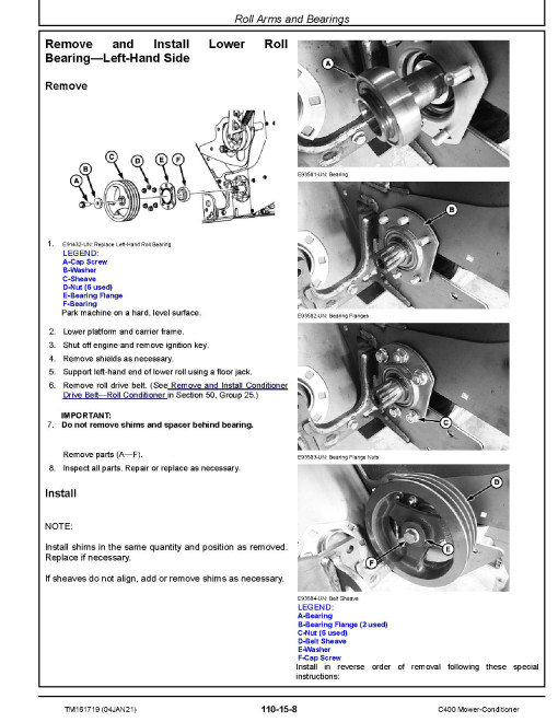 John Deere C400 Mower-Conditioners Technical Manual (TM161719) John Deere C400 Mower-Conditioners Technical Manual (TM161719)