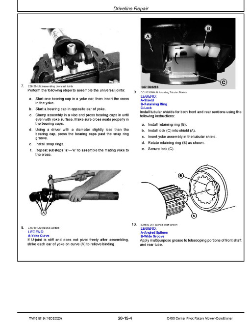 John Deere C450 Center Pivot Rotary Mower-Conditioners Repair Manual (TM161819) John Deere C450 Center Pivot Rotary Mower-Conditioners Repair Manual (TM161819)