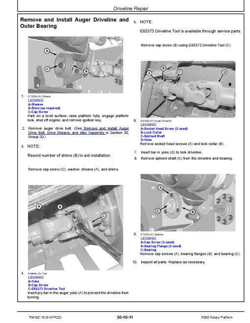 John Deere R500 Rotary Platforms Technical Manual (TM162119) John Deere R500 Rotary Platforms Technical Manual (TM162119)