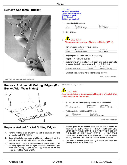 John Deere 244H Compact 4WD Loaders Repair Manual (TM1629) John Deere 244H Compact 4WD Loaders Repair Manual (TM1629)