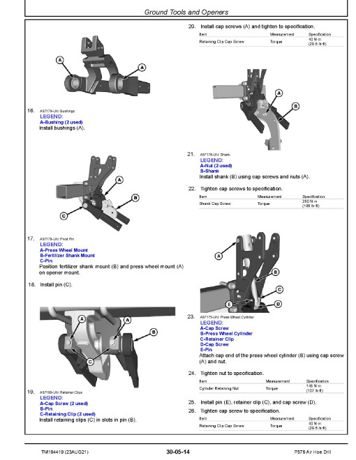 John Deere P576 Air Hoe Drills Repair Manual (TM164419)